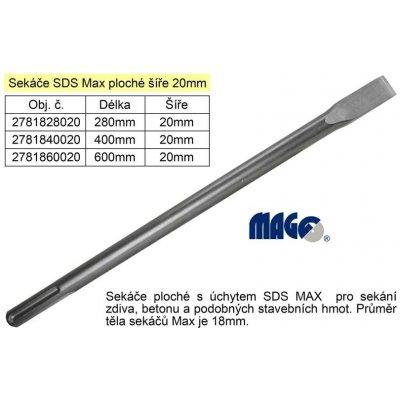 Sekáč SDS MAX plochý 20x400mm – Zboží Mobilmania