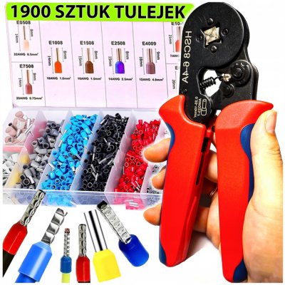 LISOVACÍ KLEŠTĚ NA DUTINKY KONEKTORŮ A KABELOVÝCH OK + SADA 1900 KUSŮ – Sleviste.cz