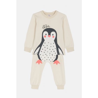 JOYCE Dívčí bavlněné pyžamo PENGUIN Béžová – Zboží Dáma