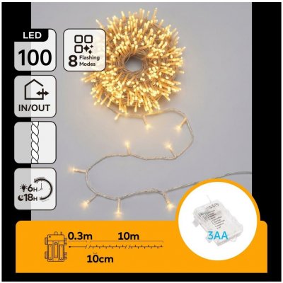 Aigostar B.V. Aigostar - LED Venkovní ván řetěz 100xLED/8 funkcí 3xAA 10,3m IP44 teplá bílá B10303AFXW – Hledejceny.cz