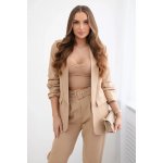 Fashionweek italská souprava elegantního saka s kalhotami K80172B capuccino – Zboží Dáma