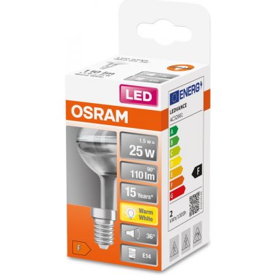 Osram LED žárovka E14 R50 1,5W = 25W 110lm 2700K Teplá bílá – Zboží Mobilmania