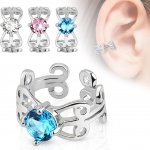 Šperky eshop fake piercing do ucha s rhodiovaným povrchem ornamenty zirkon SP64.25 aqua modrá Q – Hledejceny.cz