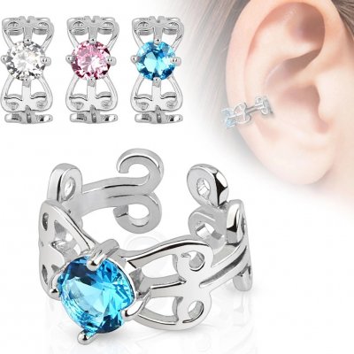 Šperky eshop fake piercing do ucha s rhodiovaným povrchem ornamenty zirkon SP64.25 aqua modrá Q – Hledejceny.cz