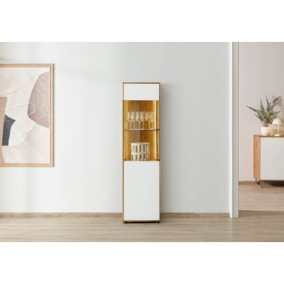 Bighome Vienna 45x38x168 divoký dub / přírodní olejovaný / bílé sklo – Hledejceny.cz