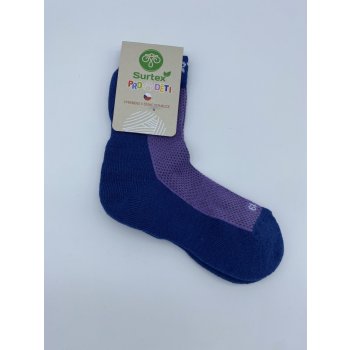 Surtex dětské ponožky JARO 70% merino fialové s modrou