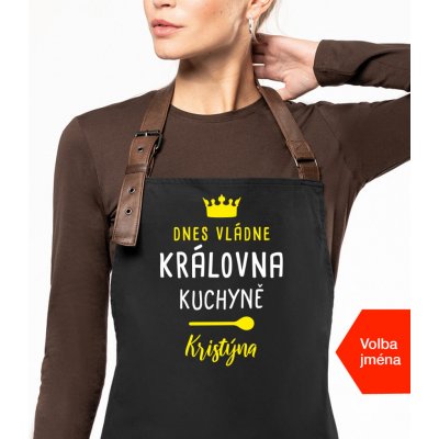 Kariban HobbyTriko Zástěra pro ženy se jménem EXCLUSIVE Dnes vládne královna kuchyně.. Černošedá – Hledejceny.cz