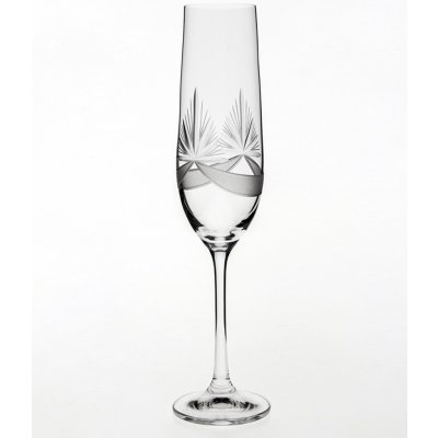 Bohemia Crystal broušené skleničky na sekt Viola Půlměsíc 6 x 190 ml