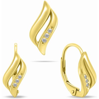 Brilio Silver Nádherný pozlacený set šperků se zirkony SET292Y (náušnice, přívěsek) – Zboží Dáma