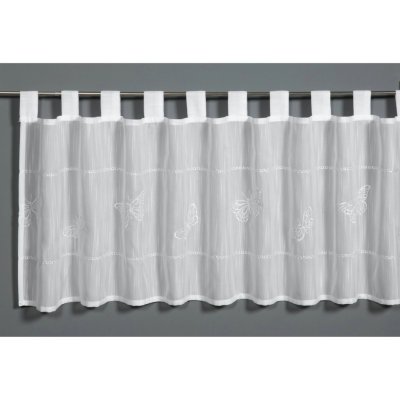 Sehlbach Vitrážová záclona s poutky, výšivka motýla bílá 140 x 48 cm – Hledejceny.cz