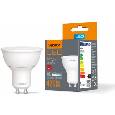 LED žárovka LED GU10 Reflektor 5W = 36W 420lm 4000K Neutrální bílá 120° Videx – Zboží Mobilmania