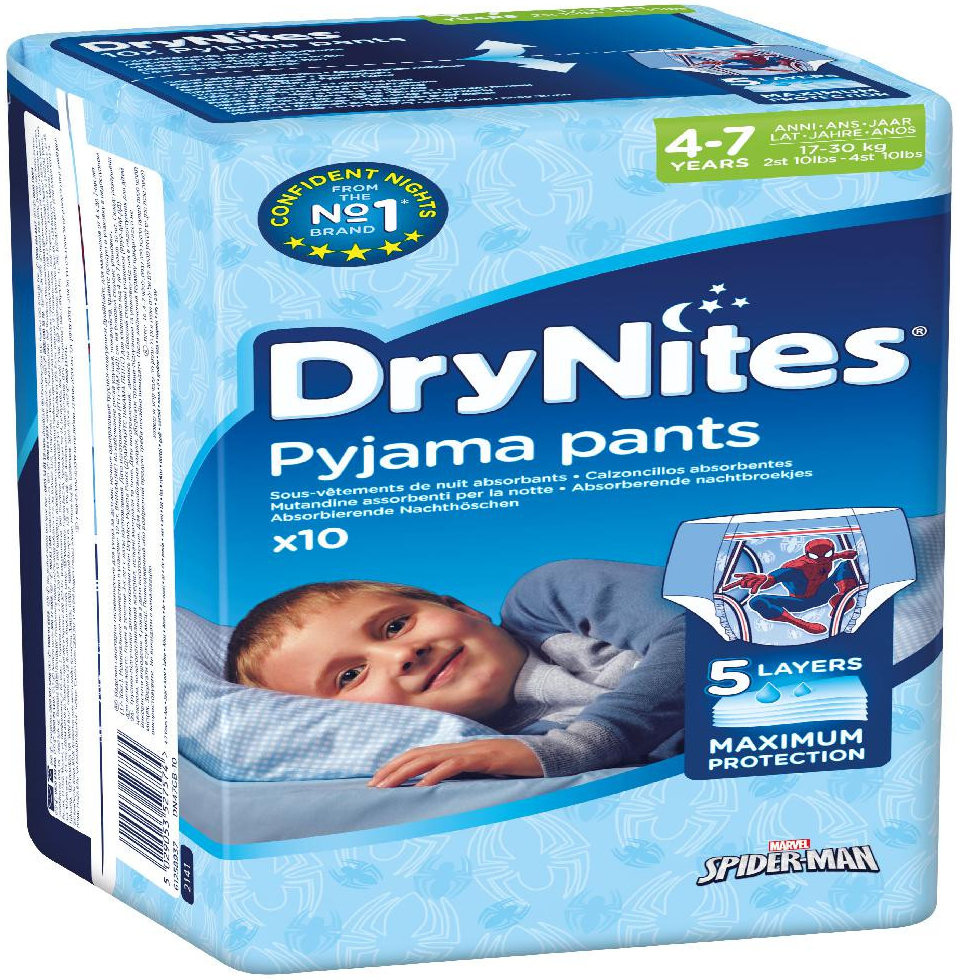 Huggies Dry nites absorbční kalhotky 4-7 let/boys/17-30 kg 10 ks od 112 Kč  - Heureka.cz
