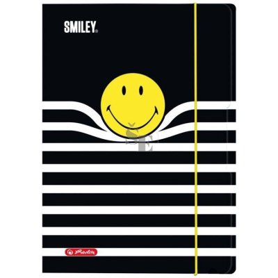 Herlitz papírové A4 s gumou Smiley Black/Yellow – Zboží Mobilmania