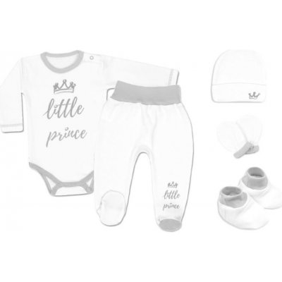 Baby Nellys 5-ti dílná soupravička do porodnice Little Prince bílá – Zboží Mobilmania