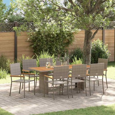 Omaxi 455529 Zahradní jídelní souprava 9 pcs Šedá 190 x 80 x 75 cm polyratan – Hledejceny.cz
