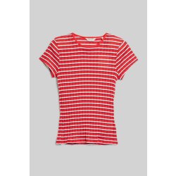 GANT STRIPED RIBBED SS T-SHIRT červená