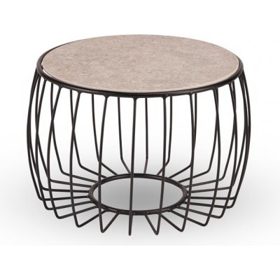 Stern Odkládací stolek Oxo, kulatý 57x37 cm, 48 cm, rám lakovaný hliník sand matt, deska keramika dekor Stone grey – Hledejceny.cz