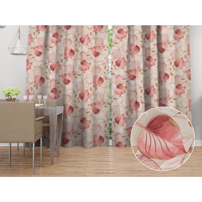 Biante Dekorační závěs Leona LN-172 Růžovo-vínové listy na režném 130x170 cm – Hledejceny.cz
