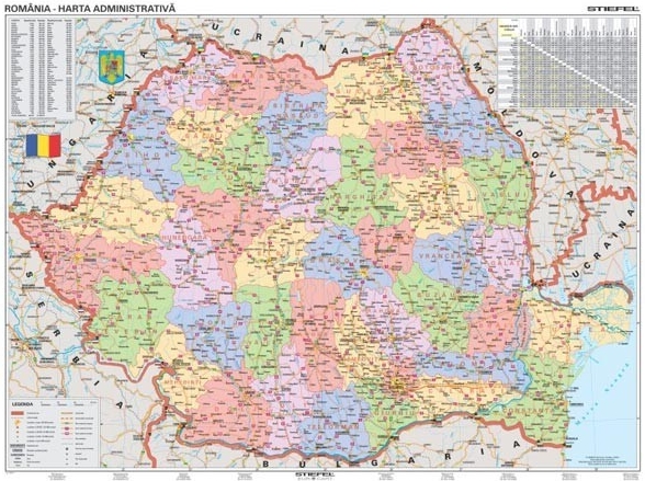 Nástěnné mapy Rumunsko spediční - nástěnná mapa 100 x 70 cm, lamino +  stříbrný hliníkový rám - Seznamzboží.cz