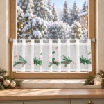 Vánoční dekorační krátká vitrážová záclona do kuchyně PINE CONES 150x30 cm MyBestHome – Hledejceny.cz