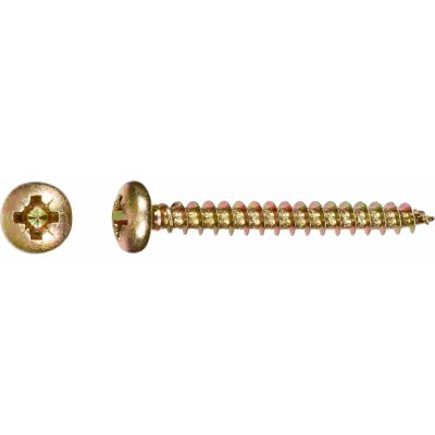 Uni vrut s půlkulatou hlavou PZ2 plný závit žlutě pozinkovaný 5 x 20 mm, 15 ks – Hledejceny.cz