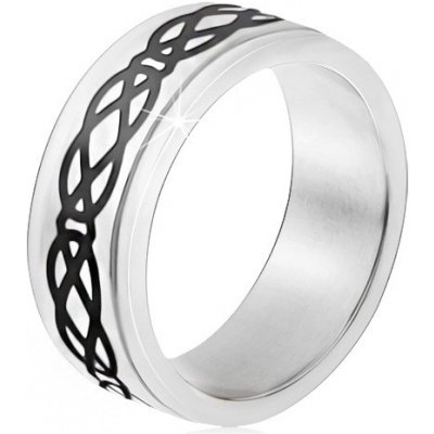 Šperky eshop ocelový prsten vyvýšený pás motiv slz a kosočtverců tlusté linie BB15.03 – Zboží Mobilmania