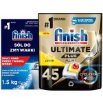 Finish Sada Ultimate Plus Kapsle do myčky Lemon kapsle 45 ks + Sůl 1,5 kg – Zbozi.Blesk.cz