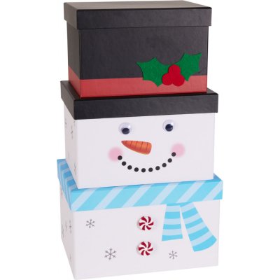 Sada 3 vánočních dárkových krabiček sněhulák 24,5 cm, H&L – Hledejceny.cz