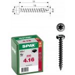 Šrouby do dřeva SPAX 4x16 mm, plný závit, talířová hlava, černé, 200 ks – Hledejceny.cz