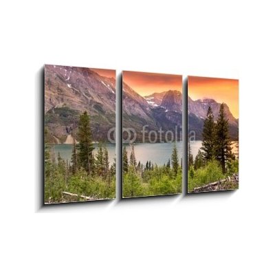 Obraz 3D třídílný - 90 x 50 cm - Glacier national park in evening sun light Glacier národní park ve večerním slunci – Zboží Mobilmania