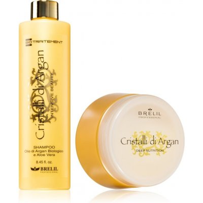 Brelil Numéro Cristalli di Argan hydratační šampon pro lesk a hebkost vlasů 250 ml + hloubkově hydratační maska pro všechny typy vlasů 250 ml