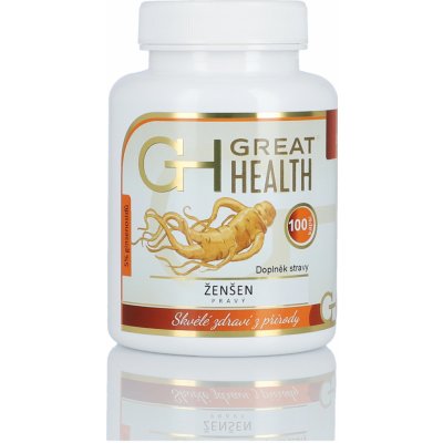 Great Health Ženšen pravý 5% ginsenosidů 100 tobolek 500 mg tobolky – Hledejceny.cz