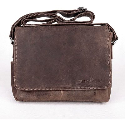 GreenWood Středně velká kožená hladká khaki crossbody taška no. 113