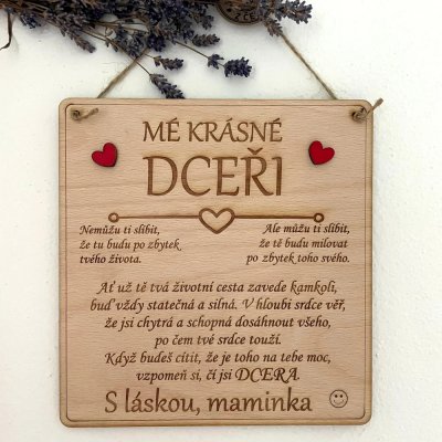 Dekorace z Česka Dřevěná cedulka pro dceru Podpis: Maminka – Zboží Dáma