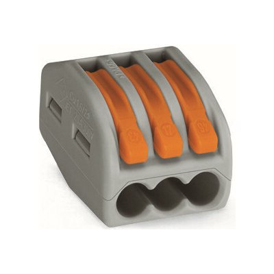 WAGO Svorka krabicová 222-413 páčková spojovací pro všechny druhy vodičů 3 x 4 mm², oranžová/šedá 222-413 – Hledejceny.cz