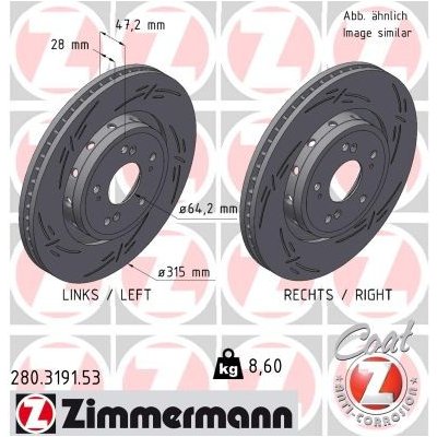 Brzdový kotouč ZIMMERMANN 280.3191.53 (280319153) | Zboží Auto