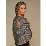 Classic Scarf dámský šátek hedvábný s viskózou černý s ornamenty a paisley vzorem – Zboží Mobilmania
