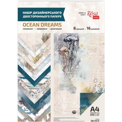 Rosa Sada oboustranných papírů A4 (8ks) - Ocean Dreams – Zboží Mobilmania
