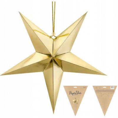 PartyDeco HVĚZDA papírová zlatá 45cm – Zboží Mobilmania