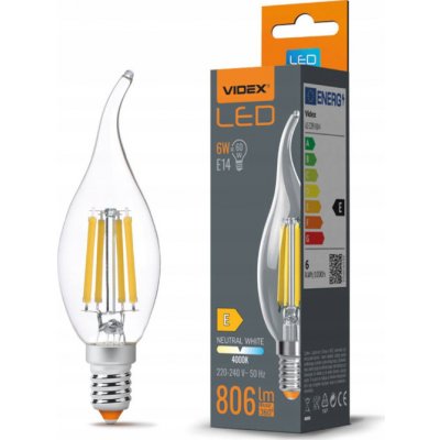 VIDEX LED žárovka FLAME filament E14 6W neutrální bílá – Hledejceny.cz