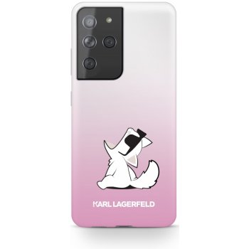 Pouzdro Karl Lagerfeld PC/TPU Choupette Eats Samsung Galaxy S21 Ultra Gradient růžové