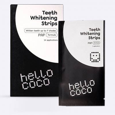 Hello Coco PAP bělicí pásky na zuby 28 ks + PAP Whitening LED světlo pro bělení zubů – Zbozi.Blesk.cz