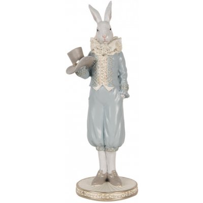 Dekorace figurka bílý králík v modrém obleku 11*10*31 cm – Hledejceny.cz