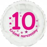 Balonky.cz Krásné 10. narozeniny fóliový balónek kruh pro holky