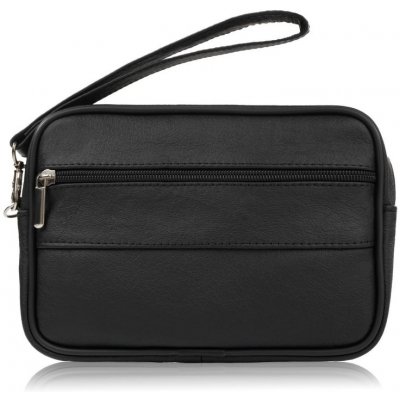 Abruzzo pánská kožená etue kabelka prostorná klasická černá – Zboží Mobilmania