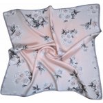 hedvábný šátek šedo-růžový s květy v dárkovém balení – Hledejceny.cz