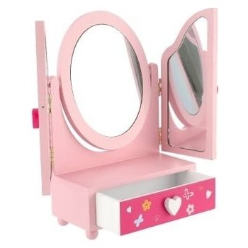 Zrcadlo šperkovnice Princess 3 dílné zásuvka dřevo