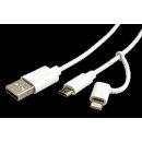 Roline 11.02.8325 USB 2.0, USB A(M) - micro USB B(M) + redukce micro USB B(F), 1m, bílý