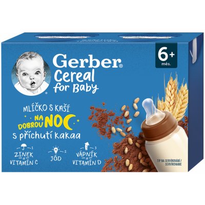 Gerber Cereal mlíčko s kaší na dobrou noc kakao 2 x 200 ml – Zboží Dáma