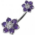 Šperky4U stříbrný piercing do pupíku kytičky BP01109-A – Zboží Mobilmania